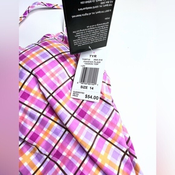 TYR Phoenix Plaid Tankini Top size 14. - Picture 4 of 8